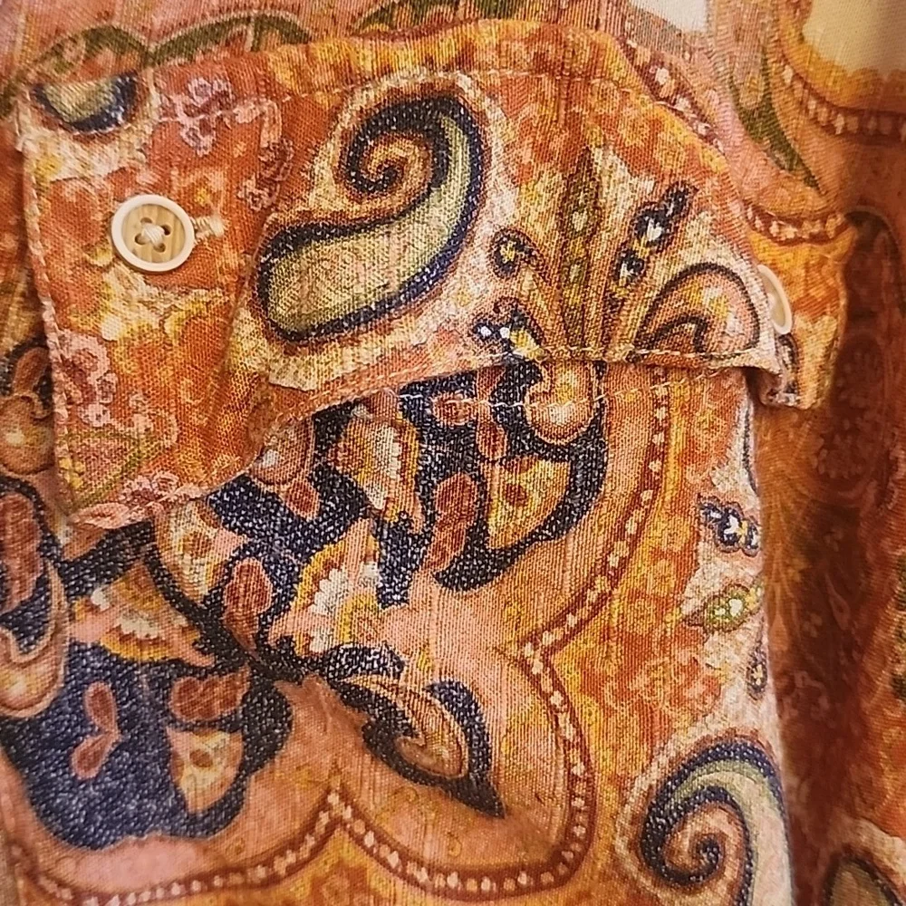 Daytrip Women's Blouse with Paisley Design in Cream and Brown - Picture 3 of 10